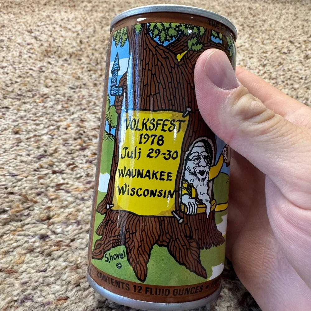 Vintage 1978 Waunakee Wisconsin Volksfest Wau-Na-Beer 12oz Pull‎ Tab Can Shovel